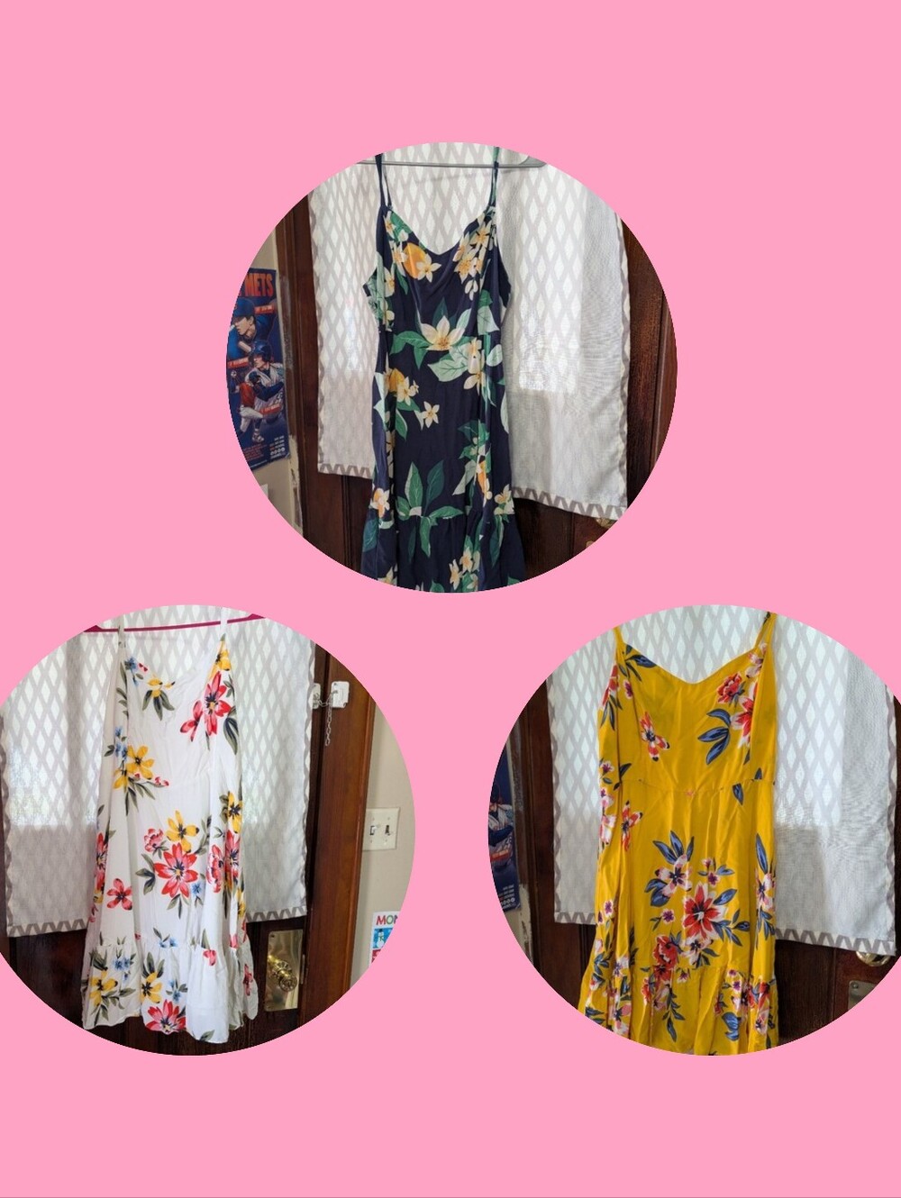 Old Navy Floral Midi Dress Trio — Navy, White & Mustard Options
